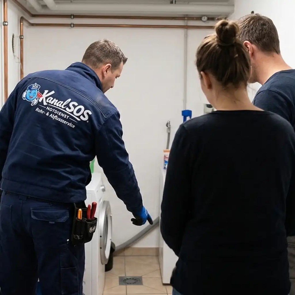 Kanal-SOS Techniker berät Kunden bei einem Einsatz im Haus.
